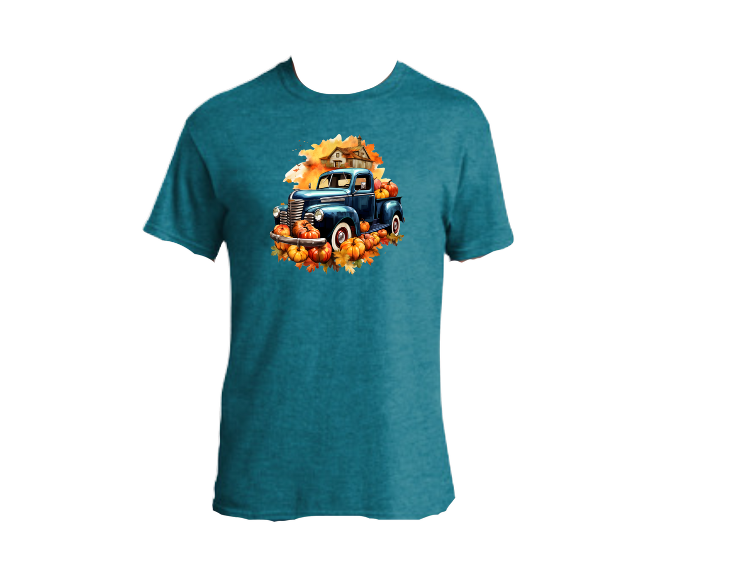 Old Blue Truck Pumpkins T-shirt - Short Sleeved