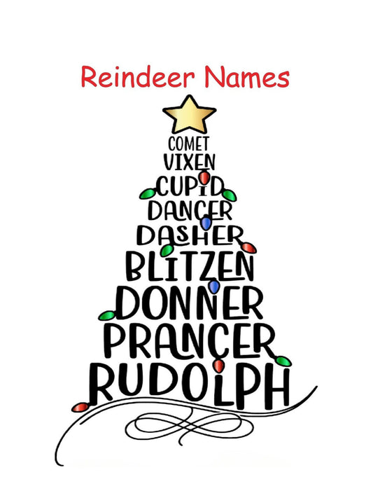 Reindeer Names Kids T-shirt - Short Sleeved