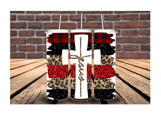 Jesus Glitter Plaid Leopard