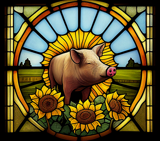 Stained Glass Pig
